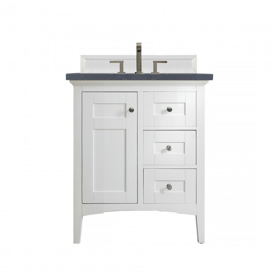 Palisades 30" Single Vanity, Bright White, w/ 3 CM Charcoal Soapstone Quartz Top