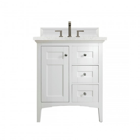 Palisades 30" Single Vanity Bright White w/ 3 CM Jasmine Pearl Quartz Top