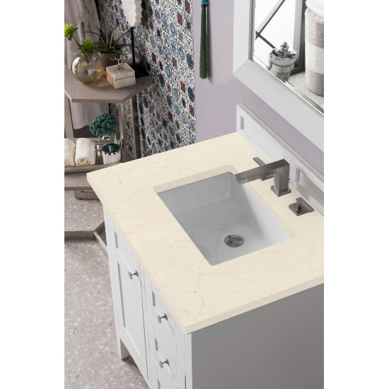 Palisades 30" Single Vanity, Bright White, w/ 3 CM Eternal Marfil Quartz Top