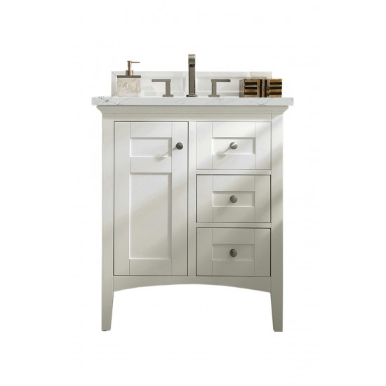 Palisades 30" Single Vanity, Bright White, w/ 3 CM Ethereal Noctis Quartz Top