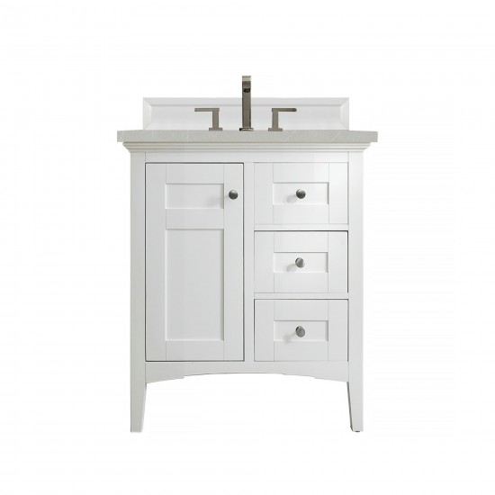 Palisades 30" Single Vanity, Bright White, w/ 3 CM Eternal Serena Quartz Top