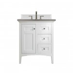 Palisades 30" Single Vanity, Bright White, w/ 3 CM Grey Expo Quartz Top
