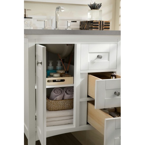 Palisades 30" Single Vanity, Bright White, w/ 3 CM Grey Expo Quartz Top