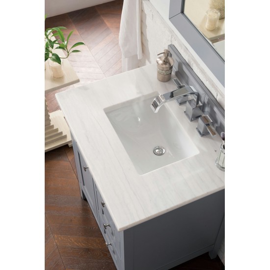 Palisades 30" Single Vanity, Silver Gray w/ 3 CM Arctic Fall Solid Surface Top