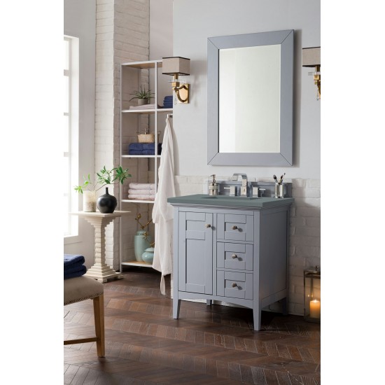 Palisades 30" Single Vanity, Silver Gray, w/ 3 CM Cala Blue Quartz Top