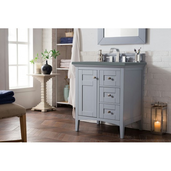 Palisades 30" Single Vanity, Silver Gray, w/ 3 CM Cala Blue Quartz Top
