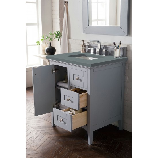 Palisades 30" Single Vanity, Silver Gray, w/ 3 CM Cala Blue Quartz Top