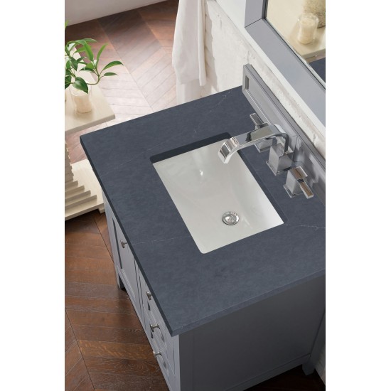 Palisades 30" Single Vanity, Silver Gray, w/ 3 CM Charcoal Soapstone Quartz Top