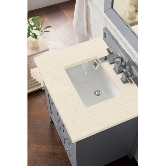 Palisades 30" Single Vanity, Silver Gray, w/ 3 CM Eternal Marfil Quartz Top