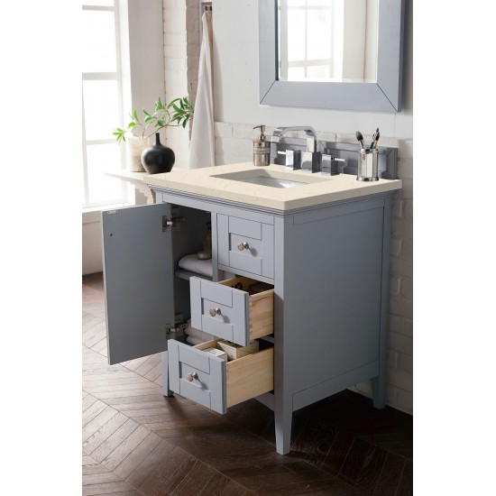 Palisades 30" Single Vanity, Silver Gray, w/ 3 CM Eternal Marfil Quartz Top