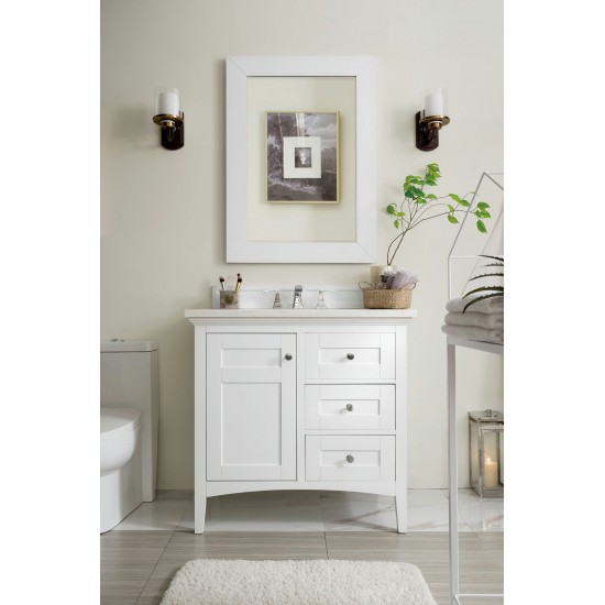 Palisades 36" Single Vanity, Bright White w/ 3 CM Arctic Fall Solid Surface Top