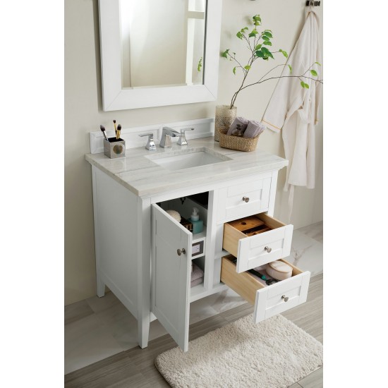 Palisades 36" Single Vanity, Bright White w/ 3 CM Arctic Fall Solid Surface Top