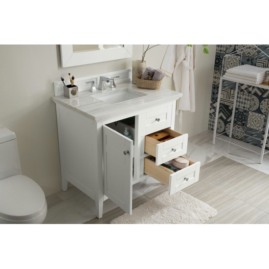 Palisades 36" Single Vanity, Bright White w/ 3 CM Arctic Fall Solid Surface Top