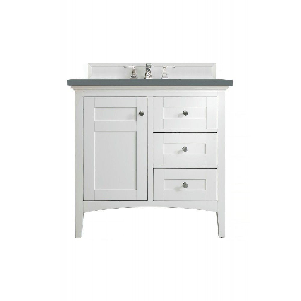 Palisades 36" Single Vanity, Bright White, w/ 3 CM Cala Blue Quartz Top