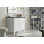 Palisades 36" Single Vanity, Bright White, w/ 3 CM Cala Blue Quartz Top