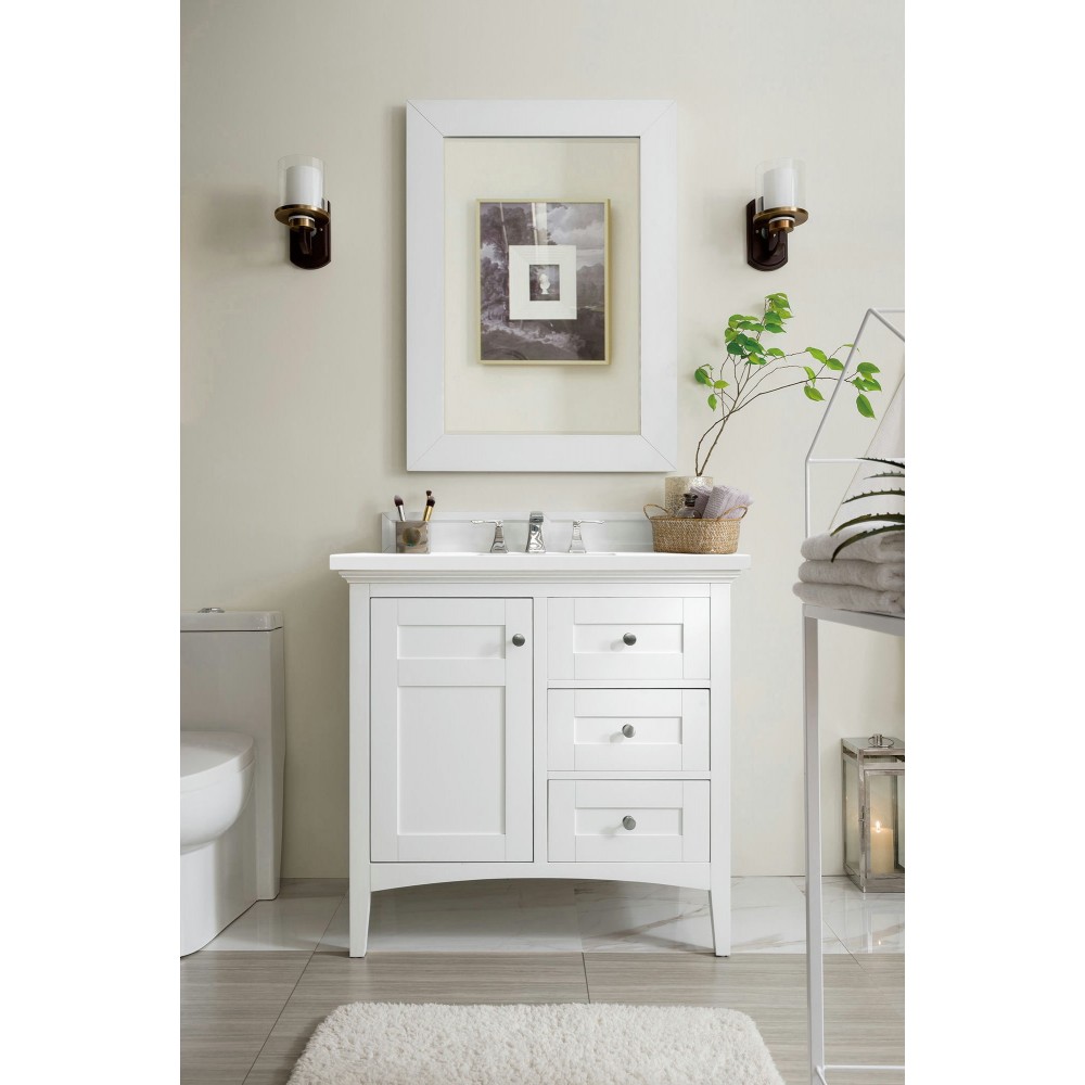 Palisades 36" Single Vanity, Bright White, w/ 3 CM Classic White Quartz Top Palisades 36" Single Vanity, Bright White, w/ 3 CM Classic White Quartz Top