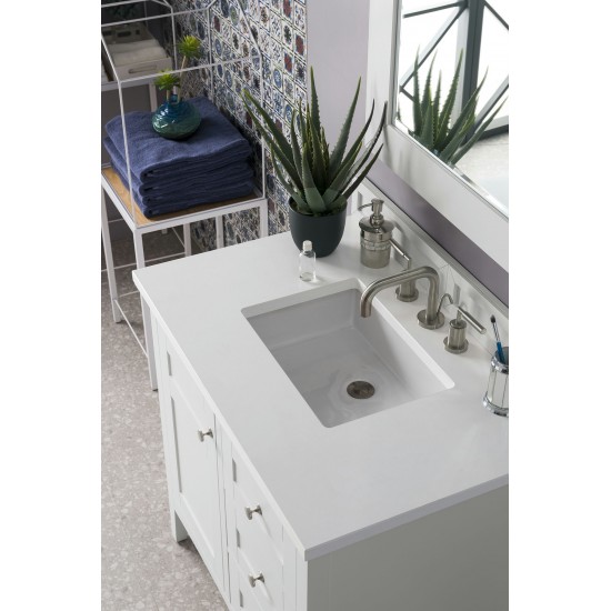 Palisades 36" Single Vanity, Bright White, w/ 3 CM Classic White Quartz Top