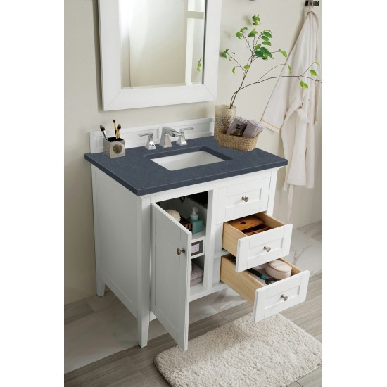 Palisades 36" Single Vanity, Bright White, w/ 3 CM Charcoal Soapstone Quartz Top