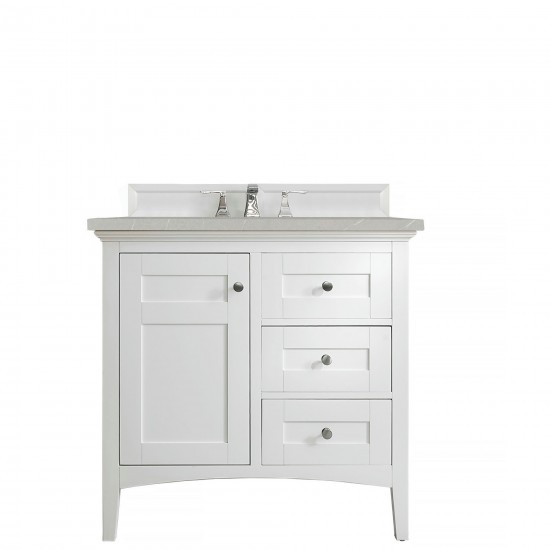 Palisades 36" Single Vanity, Bright White, w/ 3 CM Eternal Serena Quartz Top