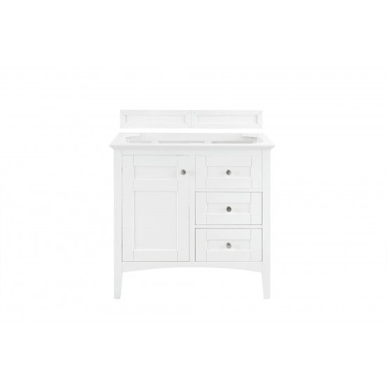 Palisades 36" Single Vanity, Bright White, w/ 3 CM Grey Expo Quartz Top