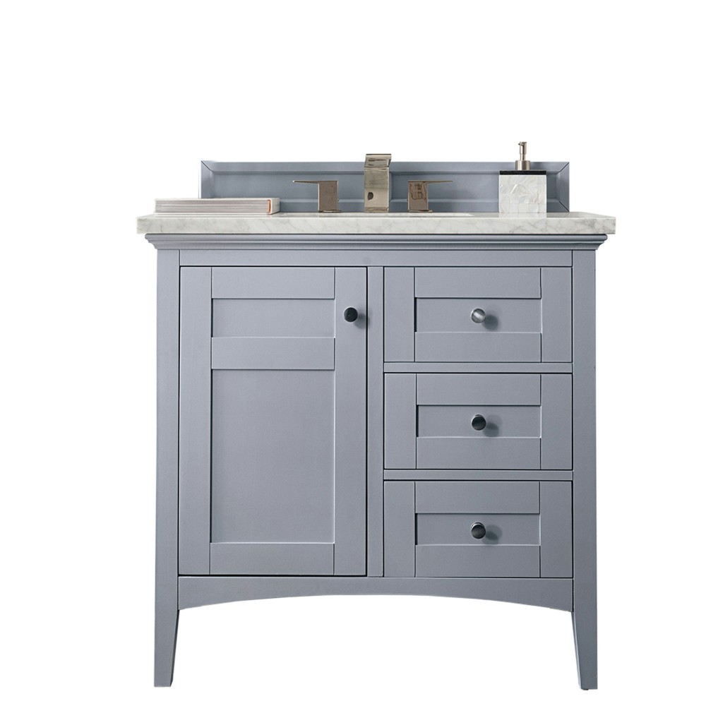 Palisades 36" Single Vanity, Silver Gray w/ 3 CM Carrara Marble Top Palisades 36" Single Vanity, Silver Gray w/ 3 CM Carrara Marble Top
