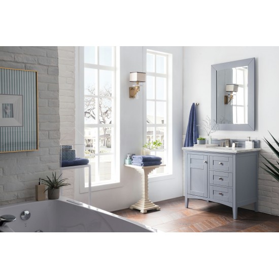 Palisades 36" Single Vanity, Silver Gray w/ 3 CM Carrara Marble Top