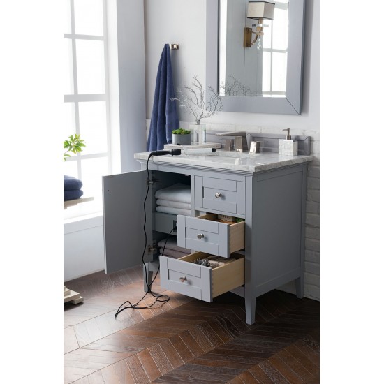 Palisades 36" Single Vanity, Silver Gray w/ 3 CM Carrara Marble Top