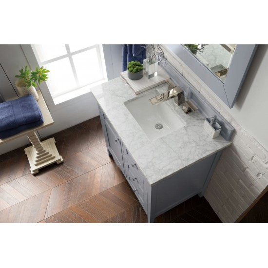 Palisades 36" Single Vanity, Silver Gray w/ 3 CM Carrara Marble Top