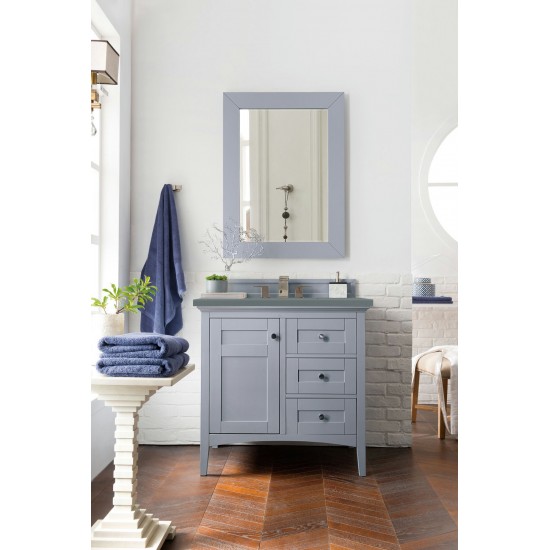 Palisades 36" Single Vanity, Silver Gray, w/ 3 CM Cala Blue Quartz Top