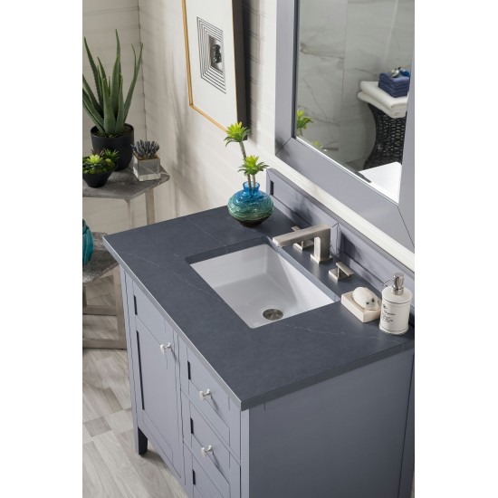 Palisades 36" Single Vanity, Silver Gray, w/ 3 CM Charcoal Soapstone Quartz Top