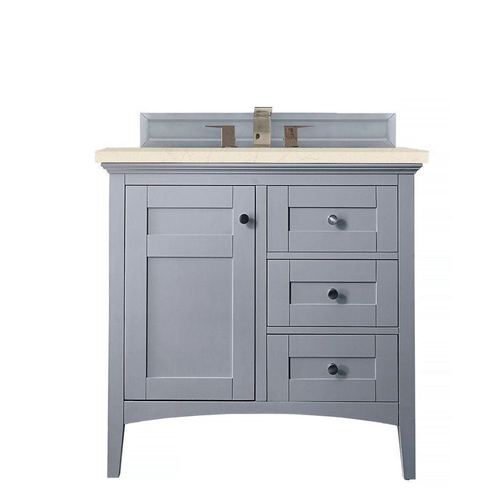 Palisades 36" Single Vanity, Silver Gray, w/ 3 CM Eternal Marfil Quartz Top