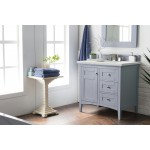 Palisades 36" Single Vanity, Silver Gray, w/ 3 CM Ethereal Noctis Quartz Top