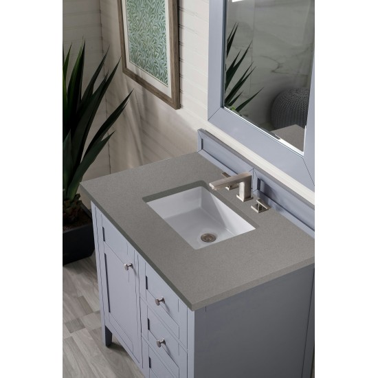 Palisades 36" Single Vanity, Silver Gray, w/ 3 CM Grey Expo Quartz Top