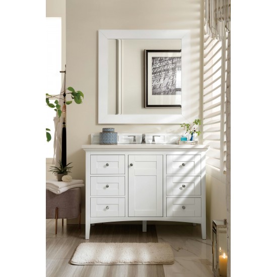 Palisades 48" Single Vanity, Bright White w/ 3 CM Arctic Fall Solid Surface Top