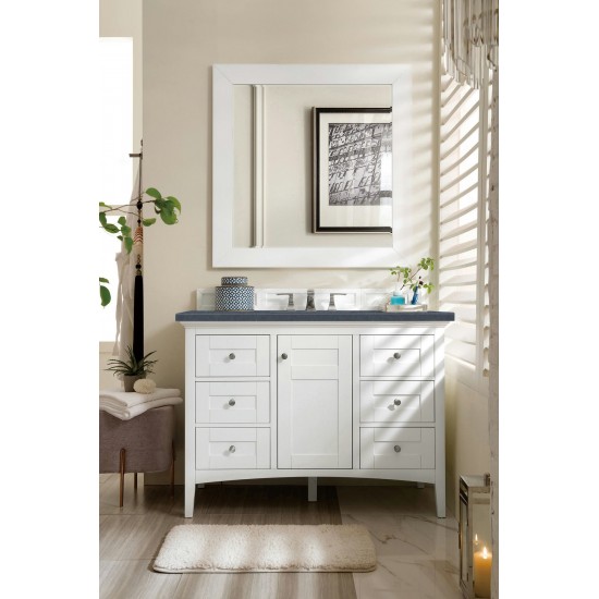 Palisades 48" Single Vanity Bright White w/ 3 CM Charcoal Soapstone Quartz Top