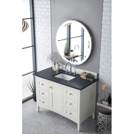 Palisades 48" Single Vanity Bright White w/ 3 CM Charcoal Soapstone Quartz Top