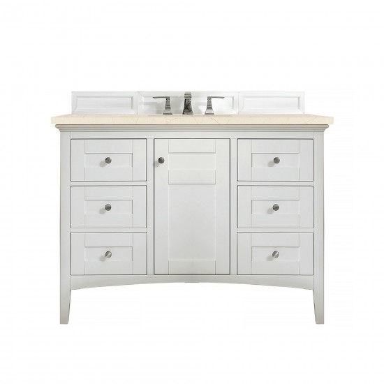 Palisades 48" Single Vanity, Bright White, w/ 3 CM Eternal Marfil Quartz Top