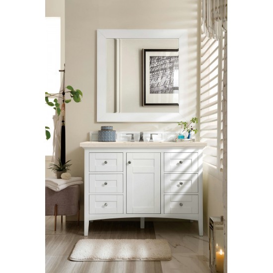 Palisades 48" Single Vanity, Bright White, w/ 3 CM Eternal Marfil Quartz Top