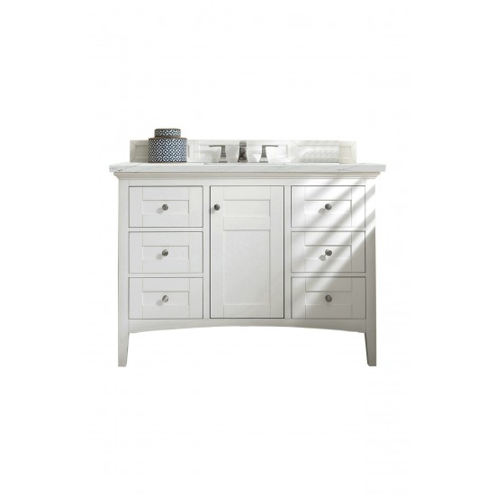 Palisades 48" Single Vanity, Bright White, w/ 3 CM Ethereal Noctis Quartz Top