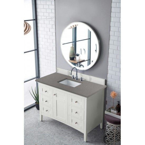 Palisades 48" Single Vanity, Bright White, w/ 3 CM Grey Expo Quartz Top