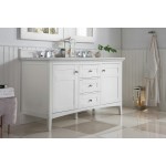 Palisades 60" Double Vanity, Bright White w/ 3 CM Arctic Fall Solid Surface Top