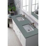 Palisades 60" Double Vanity, Bright White, w/ 3 CM Cala Blue Quartz Top
