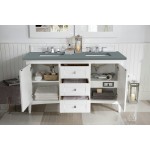 Palisades 60" Double Vanity, Bright White, w/ 3 CM Cala Blue Quartz Top