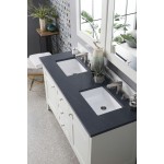 Palisades 60" Double Vanity, Bright White, w/ 3 CM Charcoal Soapstone Quartz Top