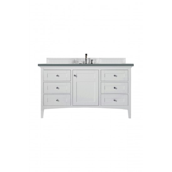 Palisades 60" Single Vanity, Bright White, w/ 3 CM Cala Blue Quartz Top