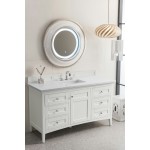 Palisades 60" Single Vanity, Bright White, w/ 3 CM Classic White Quartz Top