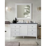 Palisades 60" Single Vanity, Bright White, w/ 3 CM Charcoal Soapstone Quartz Top