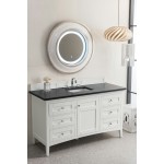 Palisades 60" Single Vanity, Bright White, w/ 3 CM Charcoal Soapstone Quartz Top