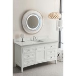 Palisades 60" Single Vanity Bright White w/ 3 CM Jasmine Pearl Quartz Top