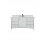 Palisades 60" Single Vanity, Bright White, w/ 3 CM Ethereal Noctis Quartz Top